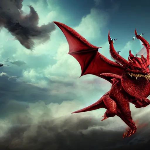 Image similar to ishowspeed fighting a big red dragon in the sky, realistic