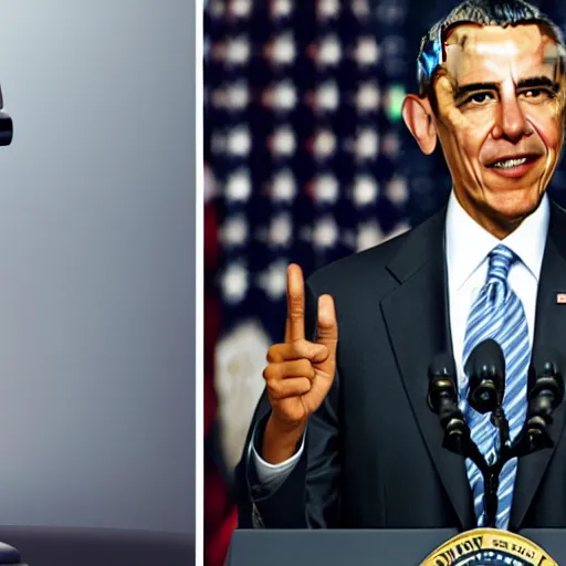 Image similar to barack obama as a robot blueprint