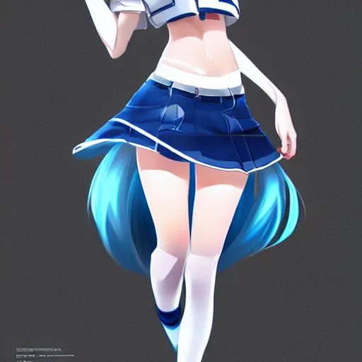 Image similar to high school girl split dimensions, azure blue eyes, silver hair, full body!!! digital anime art, made by xiaoguaishou, trending on artstation