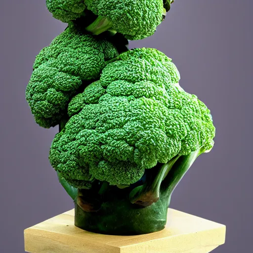 Image similar to sculpture of broccoli that looks like a bodybuilder