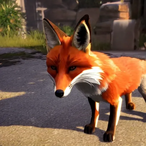 Prompt: a fox in a ps 5 game