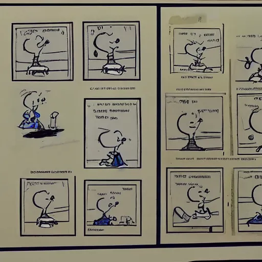 Prompt: original sketches by Charles Schulz, flawlessly preserved