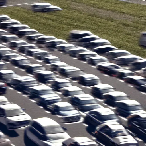 Image similar to Beatiful liminal Fuzzy Photograph of an infinite never-ending parking lot filled with cars, low angle