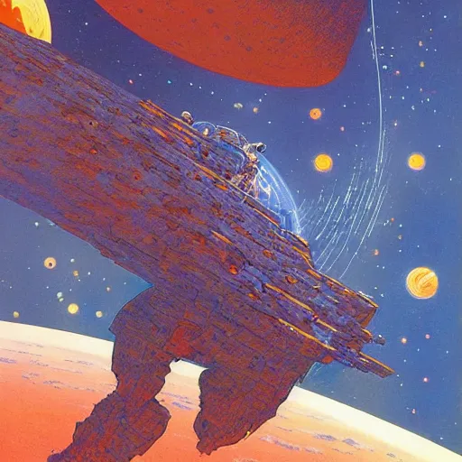 Image similar to Liminal space in outer space by Jean Giraud and Frank Frazetta