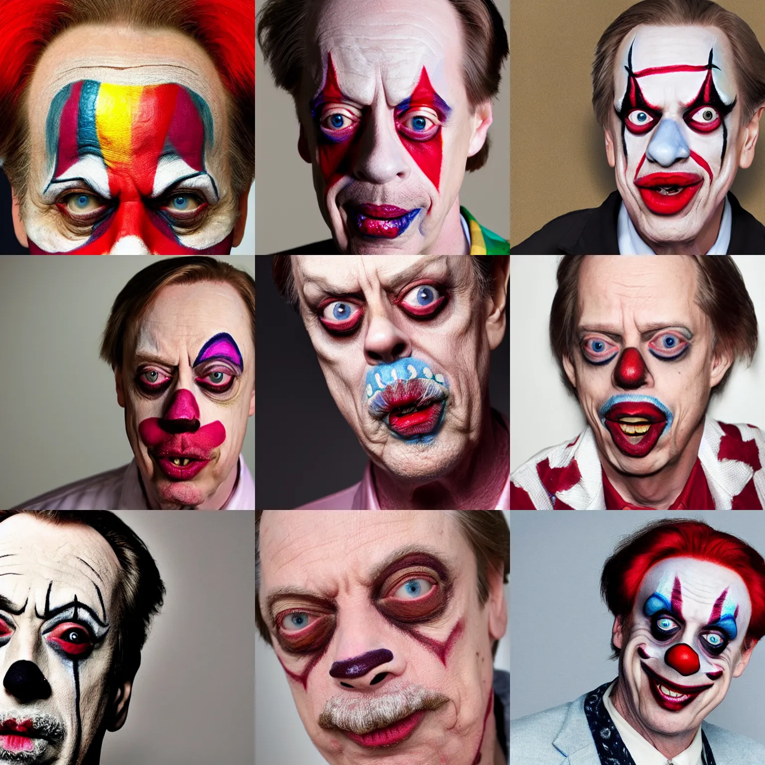 Prompt: Steve Buscemi in clown makeup