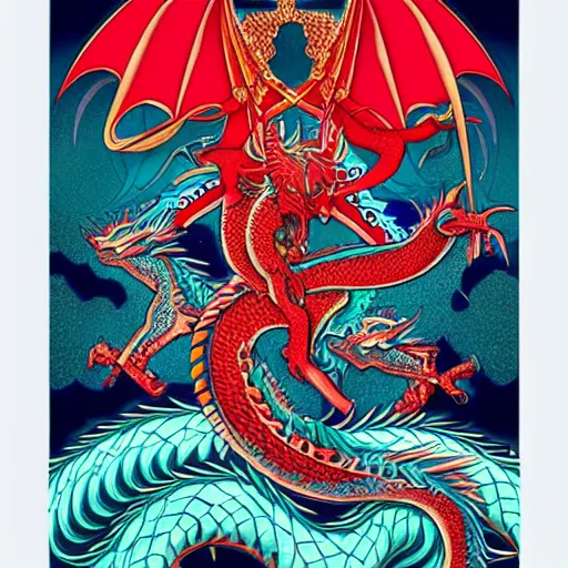 Prompt: mythical dragon by Tristan Eaton
