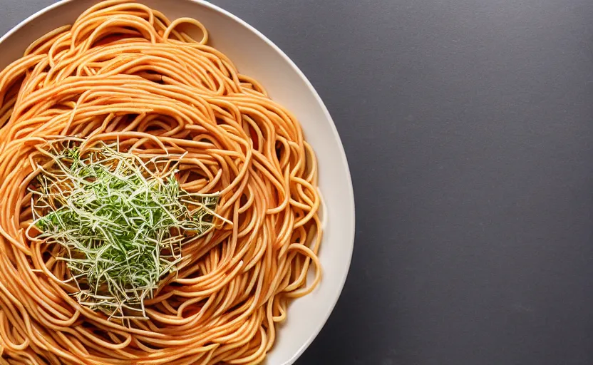 Image similar to top view of a spaghetti bowl, natural light, cinematic lighting, 8 k