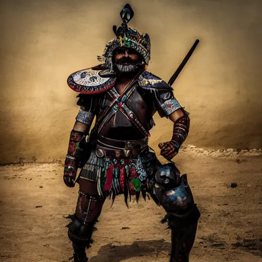 Prompt: photo of mexican warrior, 4 k