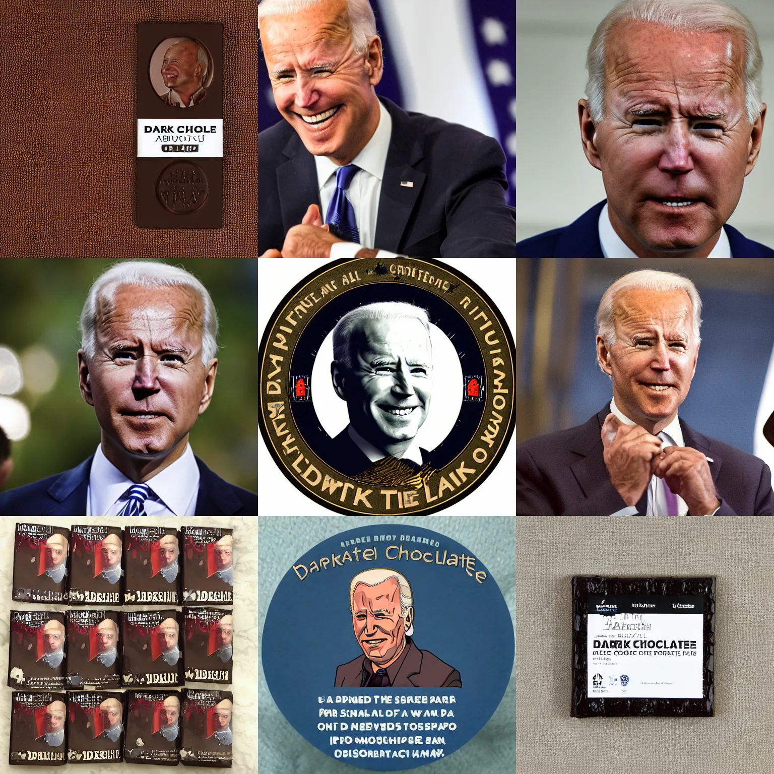 Prompt: dark chocolate relief biden