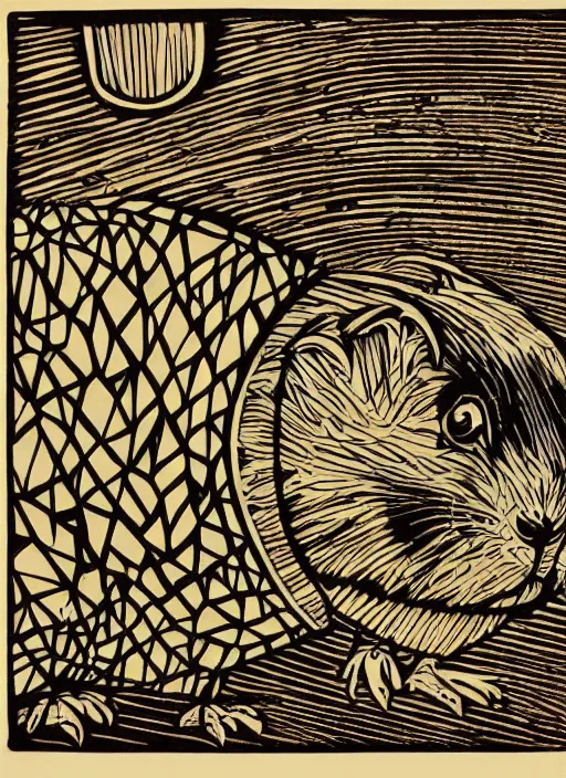 Image similar to guinea pig woodcut print by Samuel Jessurun de Mesquita