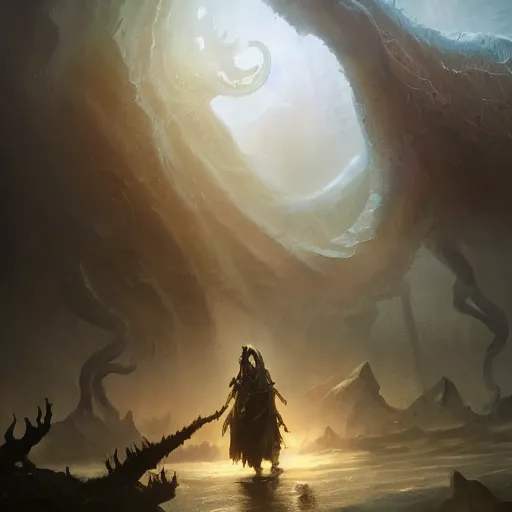 Image similar to gigantic cthulhu, small village for size comparison, dramatic light, painted by stanley lau, painted by greg rutkowski, painted by stanley artgerm, digital art, trending on artstation