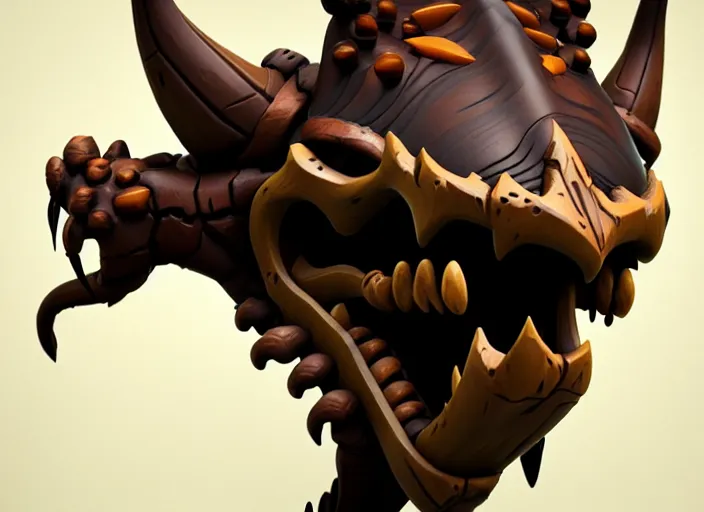 Prompt: brown wooden festeroot dragonskull treant head, stylized stl, 3 d render, activision blizzard style, hearthstone style, darksiders art style, greg rutkowski style