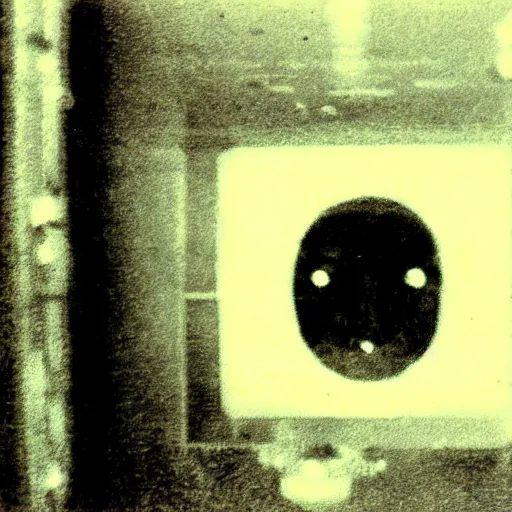 Image similar to dark room with a face peering through a window, distuburbing, horror, nightmare, terrifying, surreal, nightmare fuel, old polaroid, blurry, expired film, lost footage, found footage,