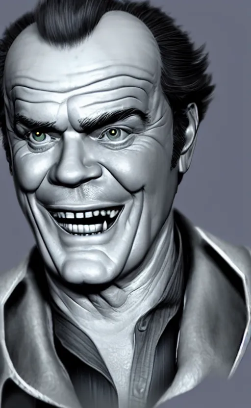 Image similar to Jack Nicholson as a character in the game League of Legends, with a background based on the game League of Legends, detailed face, old 3d graphics