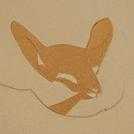 Image similar to logo of a jerboa in a minimalist style, sand color, beige and brown