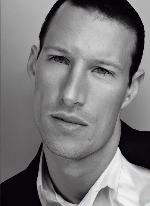Prompt: portrait of handsome 3 0 - year - old male anne heche by mario testino, headshot, detailed, award winning, sony a 7 r