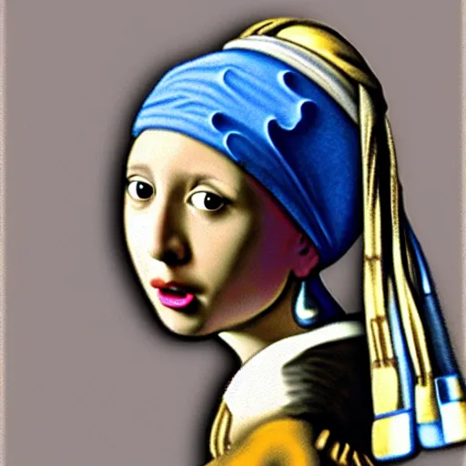 Image similar to cookie monster as girl with pearl earring