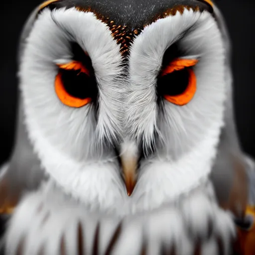 Prompt: symmetry!! portrait photograph shot on petzval lens of an extremely pretty!!! young blonde female with symmetric face. with a very detailed barn owl!!!!! on her shoulder. in iceland. out of focus. shallow depth of field. featured on flickr, art photography,