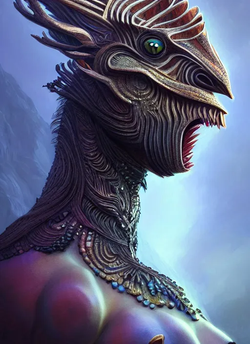 Prompt: anthropomorphic icostrigon head in edgy darkiron peacock, intricate, elegant, highly detailed animal monster, digital painting, artstation, concept art, smooth, sharp focus, illustration, art by artgerm, wayne barlowe, trending on artstation and greg rutkowski and alphonse mucha, 8 k