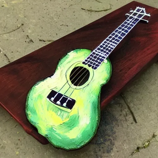 Image similar to avocado ukulele painted by van gogh