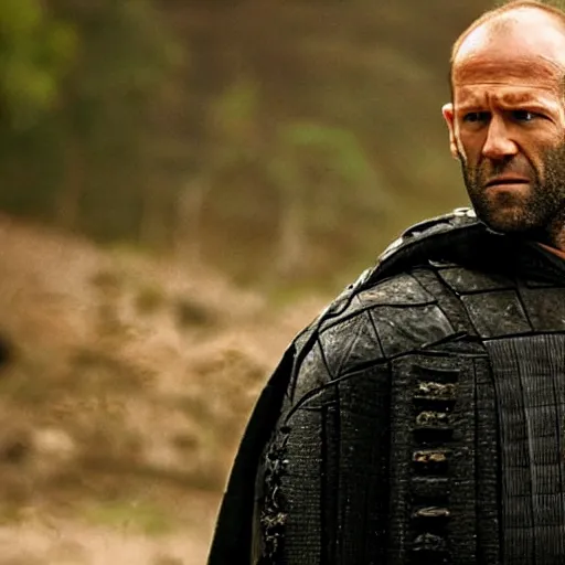 Prompt: an film still of jason statham as samurai, cinematic action