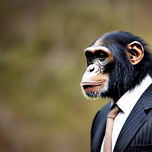 Image similar to chimpanzee wearing a suit and tie, ready for a meeting