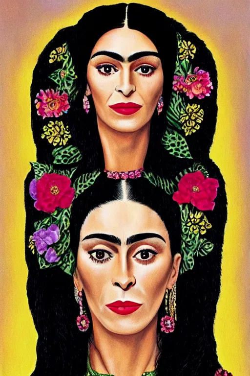 Image similar to Cher in Frida Kahlo style, highly detailed,