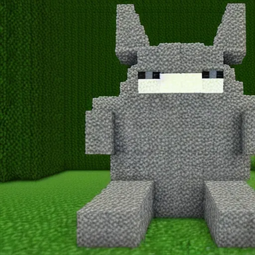 Image similar to totoro as a character in minecraft