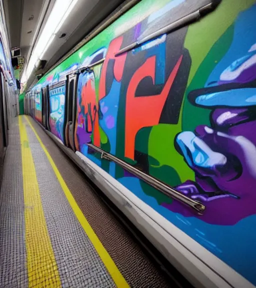 Image similar to graffiti mural on a subway train that says ireland