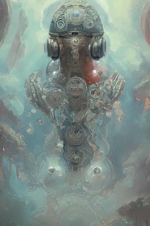 Prompt: intricate, amazing, retro vintage and romanticism, painting by natelle quek, soft color palette, cinematic, highly detailed, space sci - fi of ancient religion