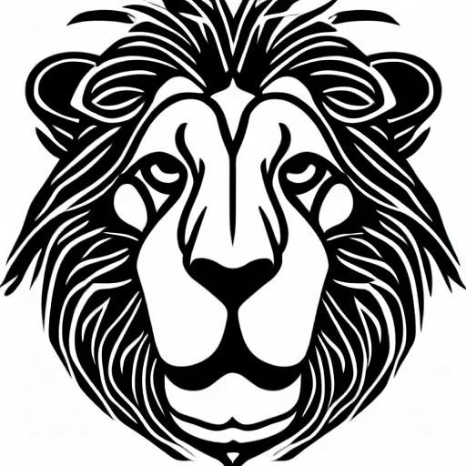 Image similar to Lion with a sympathetic and expressive face, round and well-drawn eyes, mouth is simple and pleasant, ears are listening, body is strong and upright, paws firm to the ground, tail slightly wavy, Anthropomorphic, smooth and clean vector curves