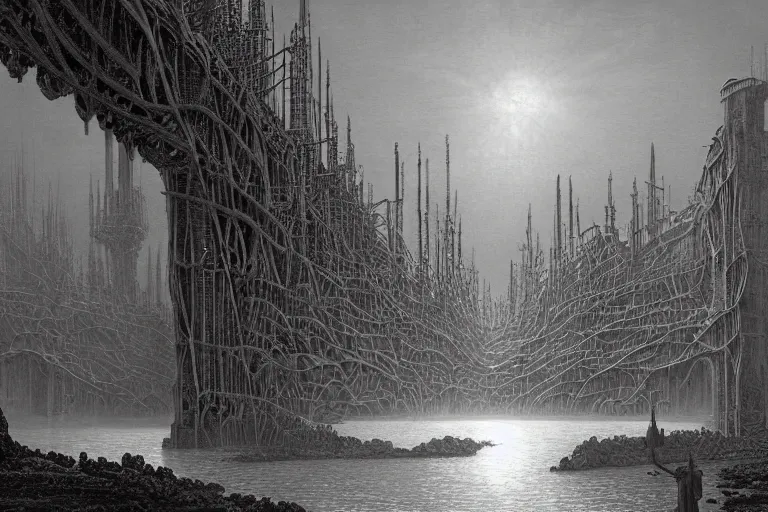 Prompt: intricate, 3 d, steel mill, style by caspar david friedrich and wayne barlowe and ted nasmith.