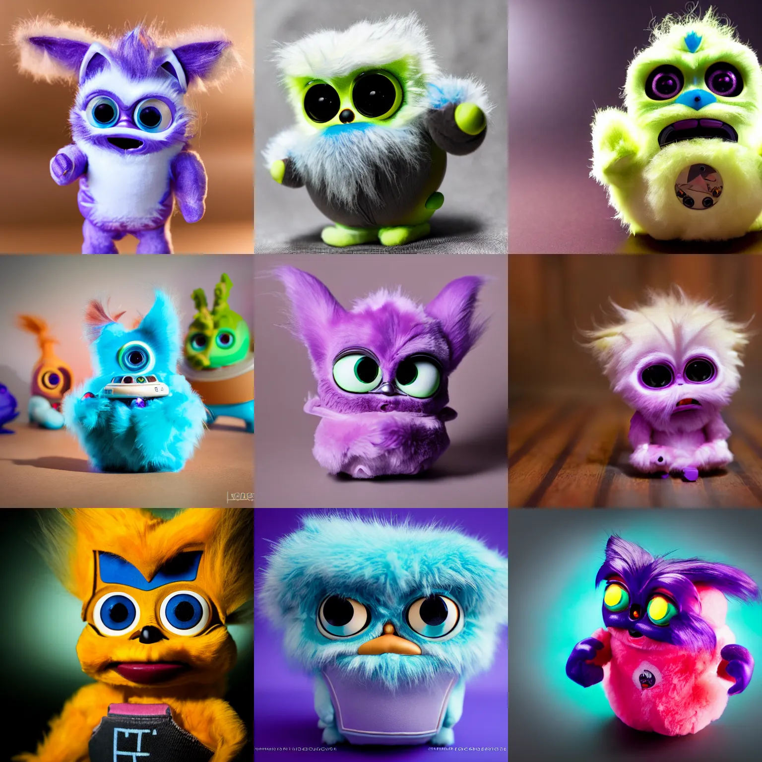 Prompt: a extraterrestrial furby toy, product photography,