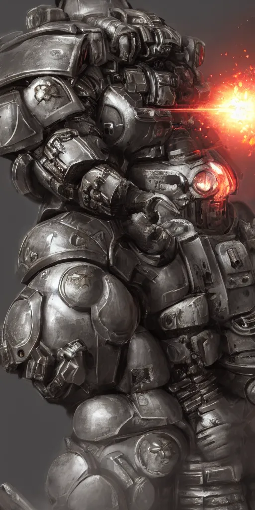 Prompt: a space marine in a mechanized armor suit, highly detailed digital art, octane render, 4k, photorealistic, cinematic lighting,