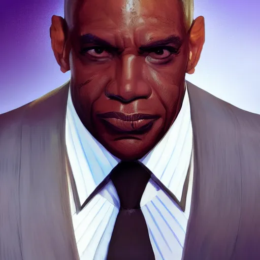 Image similar to a portrait of a muscular older black man with cornrows and a suit with a monocle on, D&D, sci-fi, elegant, hopeful, muscular, highly detailed, digital painting, artstation, concept art, smooth, sharp focus, illustration