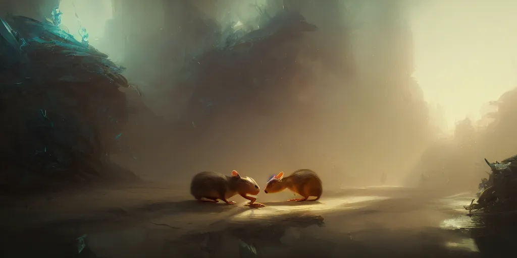 Image similar to 🐁🐀🐇🐈, extremely detailed digital painting, in the style of fenghua zhong and ruan jia and jeremy lipking and peter mohrbacher, mystical colors, rim light, beautiful lighting, 8 k, stunning scene, raytracing, octane, trending on artstation