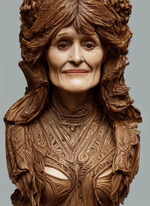 Image similar to high intricate bust of an margot kidder 1 9 7 0 carved from wood in baroque style, studio light, maria panfilova, andrea savchenko, mike kime, ludovic plouffe, qi sheng luo, oliver cook, trending on artstation