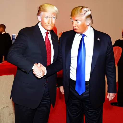 Image similar to anderson cooper and donald trump shaking hands