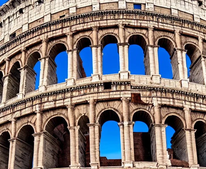 Image similar to 4 k hd, high detail photograph of roman colosseum, shot with sigma f / 4. 2, 2 5 0 mm sharp lens, wide shot, consistent, isometric view, volumetric lighting, high level texture render