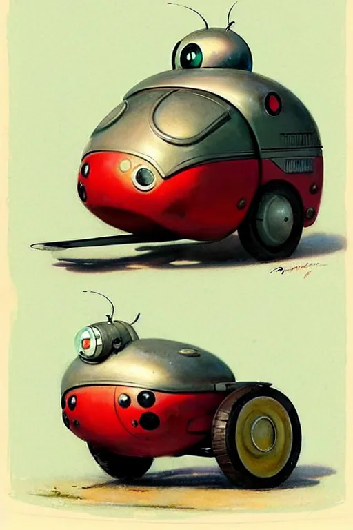 Image similar to ( ( ( ( ( 1 9 5 0 s retro future android robot fat robot ladybug wagon. muted colors., ) ) ) ) ) by jean - baptiste monge,!!!!!!!!!!!!!!!!!!!!!!!!!