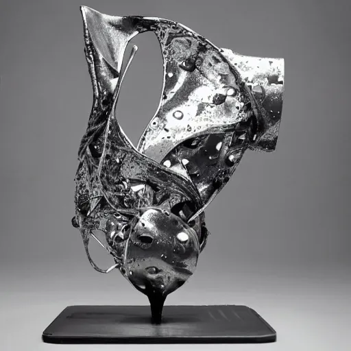 Image similar to liquid forms in metal abstract sculpture cyberpunk