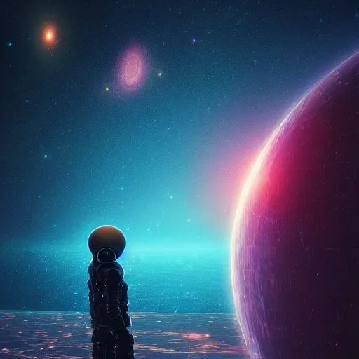 Prompt: a detailed itinerary of our journey into the cosmos and beyond, 1 6 bit digital art by jamesdob rockowski and beeple and 8 k resolution digital art trending on artstation a full length portrait of a giant autonomous