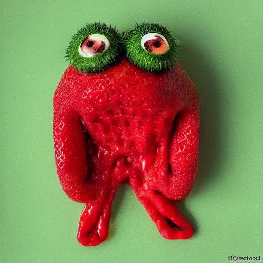 Image similar to strawberry creature with two eyes