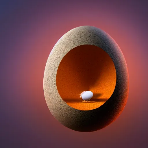 Prompt: chicken inside very large cosmic egg, hyper realistic, trending artstation, award winning photo, volumetric cinematic lighting, centered symmetrical composition