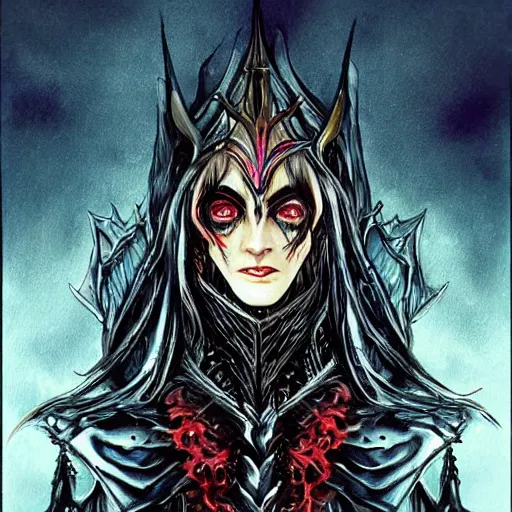 Image similar to Beautiful Sauron in the style of Ayami Kojima