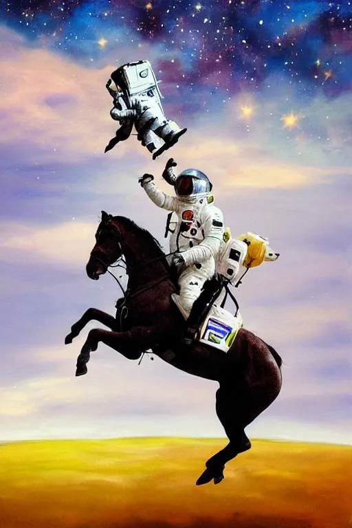 Image similar to astronaut riding horse, upside down