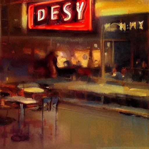 Image similar to 5 0 s diner painting by jeremy mann