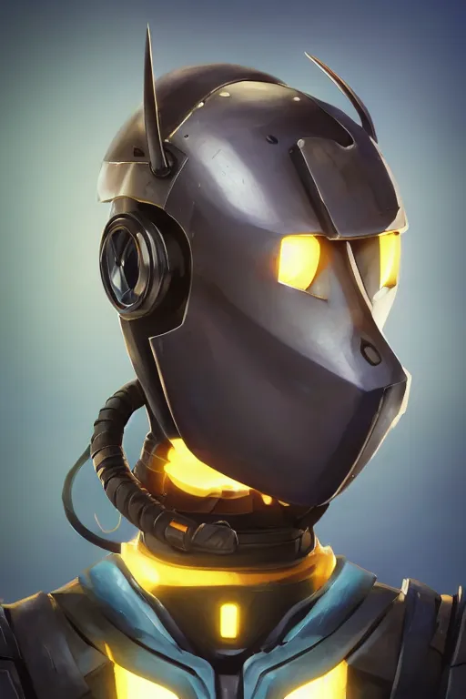 Image similar to epic mask helmet robot ninja portrait stylized as fornite style game design fanart by concept artist gervasio canda, behance hd by jesper ejsing, by rhads, makoto shinkai and lois van baarle, ilya kuvshinov, rossdraws global illumination radiating a glowing aura global illumination ray tracing hdr render in unreal engine 5