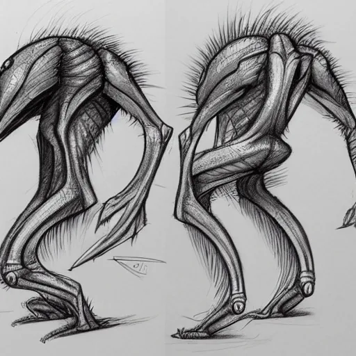 Prompt: sketch drawn of alien creature by gabo mendoza, trending on artstation