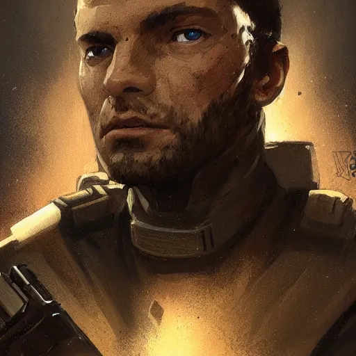 Image similar to portrait of a man by greg rutkowski, a soldier of the confederation of independent systems, wearing a beige and black tactical gear, star wars expanded universe, highly detailed portrait, digital painting, artstation, concept art, smooth, sharp foccus ilustration, artstation hq